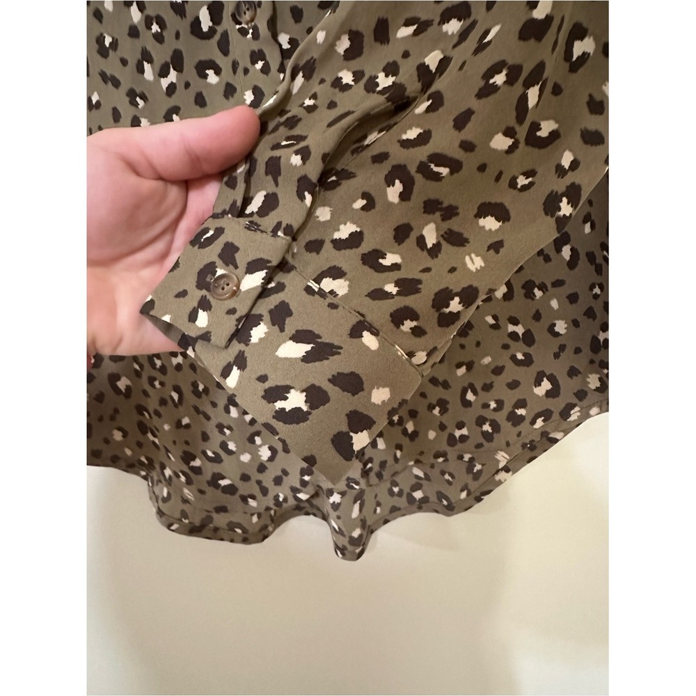 Animal Print Leopard Mittoshop Button Down Shirt M Olive Green Safari Gorpcore - Picture 5 of 6